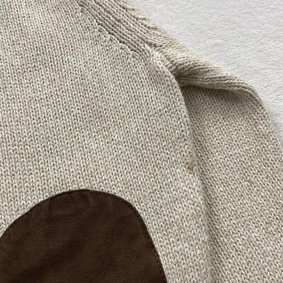 Chaps Knit Mock Neck Quarter Button Elbow Patch Long Sleeve Pullover Sweater - Picture 16 of 16